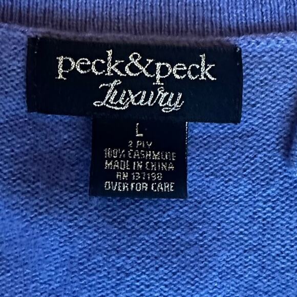 Peck & Peck Luxury 100% Cashmere Periwinkle Collared V-Neck Sweater Women’s L - Picture 4 of 6